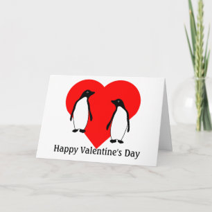 Valentijnse Wenskaart van Penguin Love Couple Feestdagen Kaart