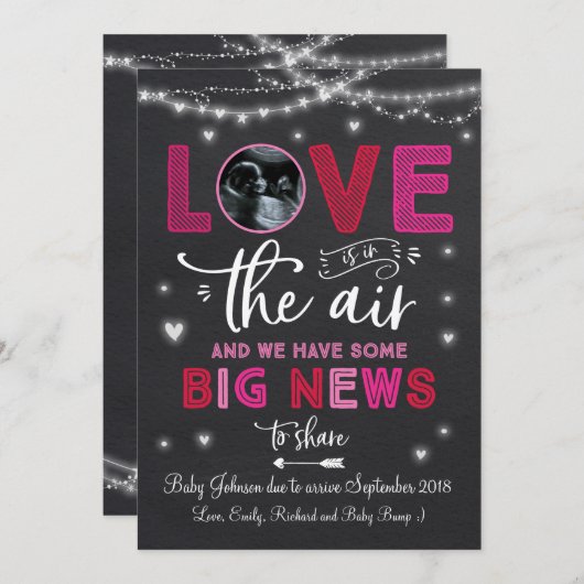 Valentijnse Zwangerschap Aankondiging Ultrageluids (Voorkant / Achterkant)