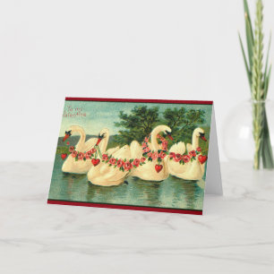 Valentijnse Zwans en hart Feestdagen Kaart