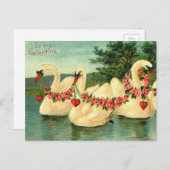  Valentijnse  Zwans en hart Feestdagenkaart (Voorkant / Achterkant)