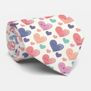 Valentijnsehartjes in waterverf met meerdere kleur stropdas