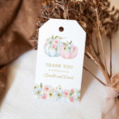 Valentijnsfeest Blauwe en Roze Pompoen Geslacht On Cadeaulabel