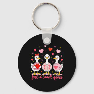 Valentijnsganzen Gewoon Een Geliefde Gans Grappige Sleutelhanger