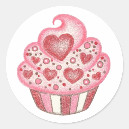 Valentijnshart Cupcake Sticker (Voorkant)