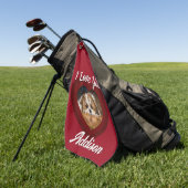 Valentijnshart hond liefde Aangepaste foto naam op Golfhanddoek (Groen)