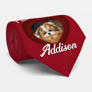 Valentijnshart hond liefde Aangepaste fotonaam op Stropdas