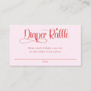 Valentijnshart meisje babyshower luier raffle informatiekaartje
