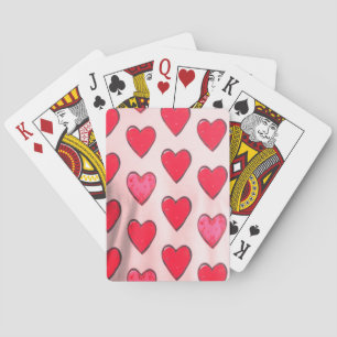 Valentijnsharten op een spel klassieke speelkaarte pokerkaarten