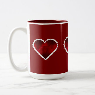 Valentijnsharten Twee-Tons Mok, 450 ml Tweekleurige Koffiemok