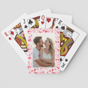 Valentijnsharten Whimsical Waterverf Roze Rood  Pokerkaarten