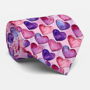 Valentijnshartjes Rood en Paars Stropdas
