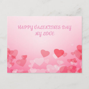 Valentijnshartjes roze en rood briefkaart