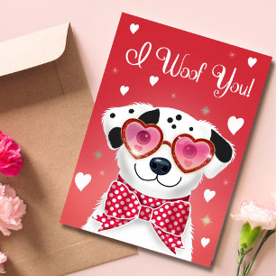 Valentijnshond met hart zonnebril feestdagen kaart