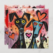 Valentijnshonden en harten feestdagenkaart (Voorkant / Achterkant)