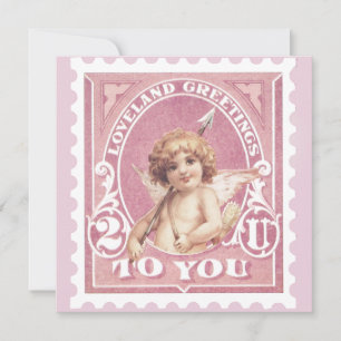 Valentijnskaart Cupido Roze Stempel Valentijnsdag Feestdagenkaart