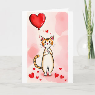 Valentijnskaart Kat Rode Harten Feestdagen Kaart