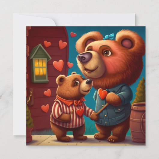Valentijnskaart met beren cartoon (Voorkant)