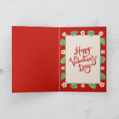 Valentijnskaart met bosaardbei en paddestoel feestdagen kaart (Binnen)