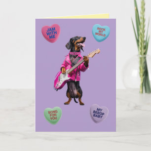 Valentijnskaart met dachshond rocker feestdagen kaart