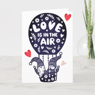 Valentijnskaart met kabouters in een hete luchtbal feestdagen kaart