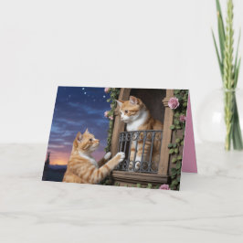 Valentijnskaart met oranje tabby kat feestdagen kaart
