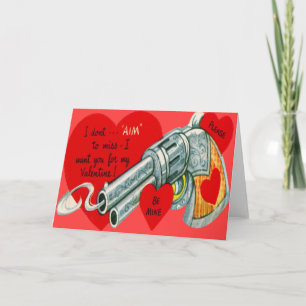 Valentijnskaart met retro pistool feestdagen kaart