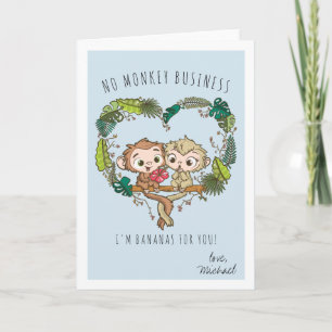 Valentijnskaart met romantische apenliefde feestdagen kaart
