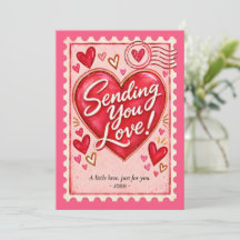 Valentijnskaart met vintage postzegel