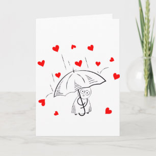 Valentijnskaart Paraplu Rode Harten Feestdagen Kaart