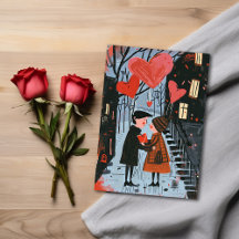 Valentijnskaart - Stel Wandelt in Park