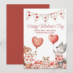 Valentijnskaart van leraar aan klas feestdagenkaart