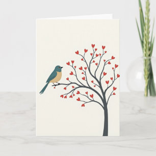 Valentijnskaart Vogel Hart Boom Liefde Kaart