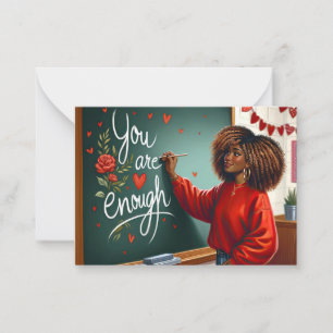 Valentijnskaart voor Afro-Amerikaanse vrouwelijke Notitiekaartje