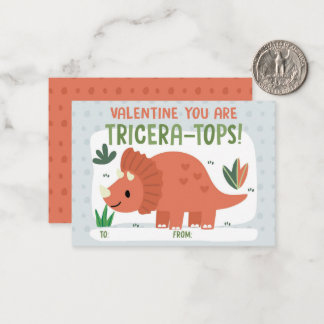 Valentijnskaart voor de klas met dinosaurus notitiekaartje