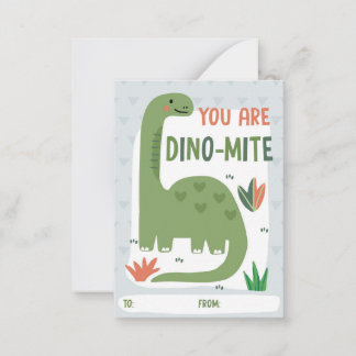 Valentijnskaart voor kinderen met dinosaurus voor notitiekaartje