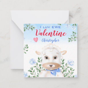 Valentijnskaart voor kleuters met lammetje notitiekaartje