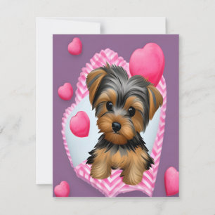 Valentijnskaart voor Yorkie met Hartjes Notitiekaartje