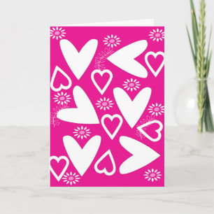 Valentijnskaart Witte Hartjes Roze Feestdagen Kaart