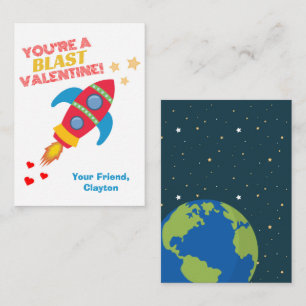 Valentijnskaarten voor Raket Ruimte Klas Notitiekaartje