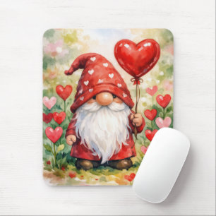 Valentijnskabouter met rode hartballon muismat