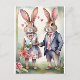 Valentijnskonijnen in het blauw briefkaart