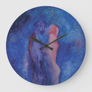 Valentijnskus paar kunst Ronde (Grote) Wandklok Grote Klok