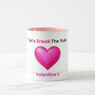 Valentijnsmokken Roze Hart en Tekst Breek Regel Mok