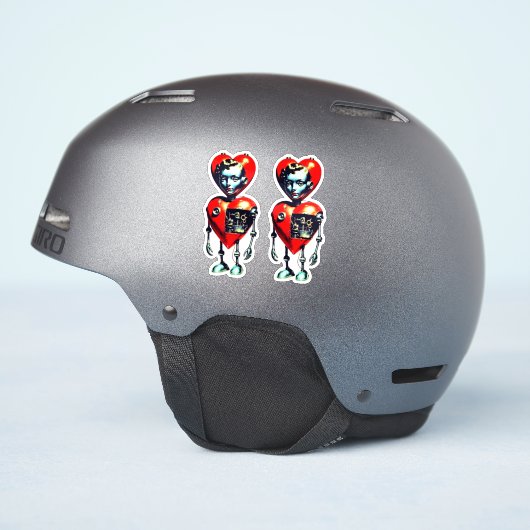 VALENTIJNSROBOT STICKER (Helm Zijkant)