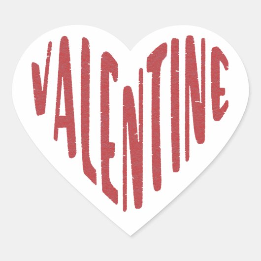 Valentijnsrode Hart Liefde Woordkunst Minimalistis Hart Sticker (Voorkant)