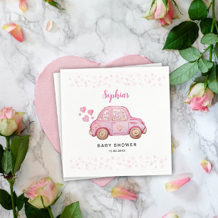 Valentijnsroze Auto Baby Shower Servet