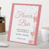 Valentijnsroze Hart bruidsfeest bloemenbar bord Reclamebord Met Voetstuk (Insitu)