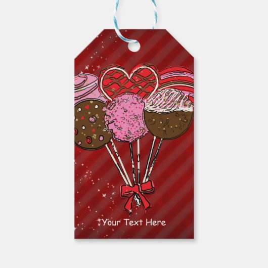 Valentijns's Cake Poppen Custom Verjaardagsfeestje Cadeaulabel (Voorkant)