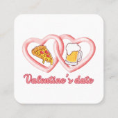 Valentijns's Datum Pizza Bier Vierkante Visitekaartje (Achterkant)