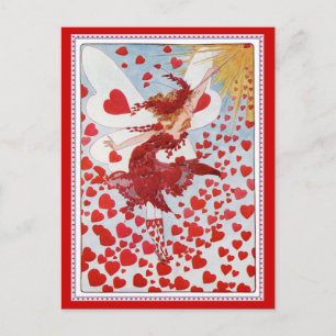 Valentijns's Fairy Sending Out Liefde & Harten Feestdagenkaart